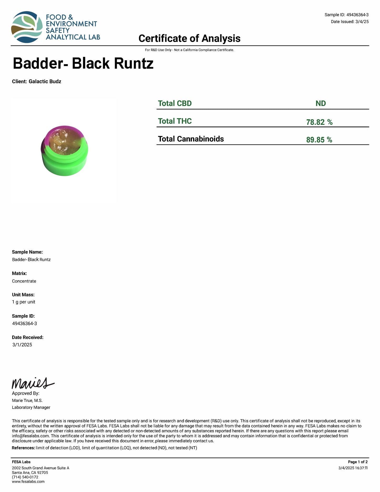 LIVE RESIN BADDER- BLACK RUNTZ